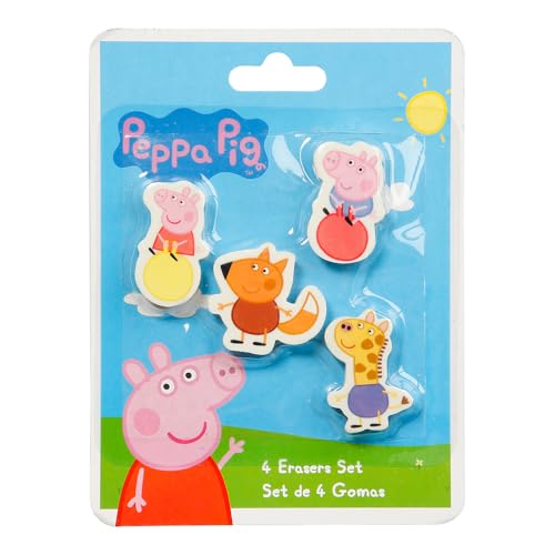 4er-Pack Radierer * PEPPA PIG & FRIENDS * in Geschenkverpackung | je Radiergummi ca. 3x4cm, für Schule und Kindergarten | Mitgebsel Kinder Kindergeburtstag von Hisab/Joker