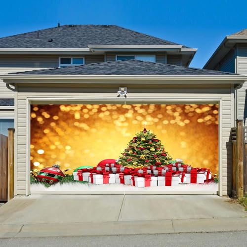 Hiseng 3D Weihnachten Garagentor Banner, Outdoor Weihnachten Deko Weihnachten Garage Dekorationen Banner Dekorationen für Weihnachten Party Dekorationen (180x400cm,Geschenk) von Hiseng