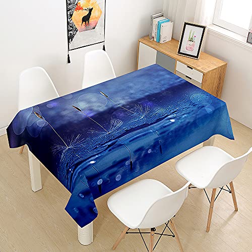 Hiseng Tischdecke Tischtuch Wasserabweisend Drucken Tischdecke, Rechteckige Tischdecke Abwaschbar Größe Wählbar für Home Küche Dekoration (Blau,140x260cm) von Hiseng