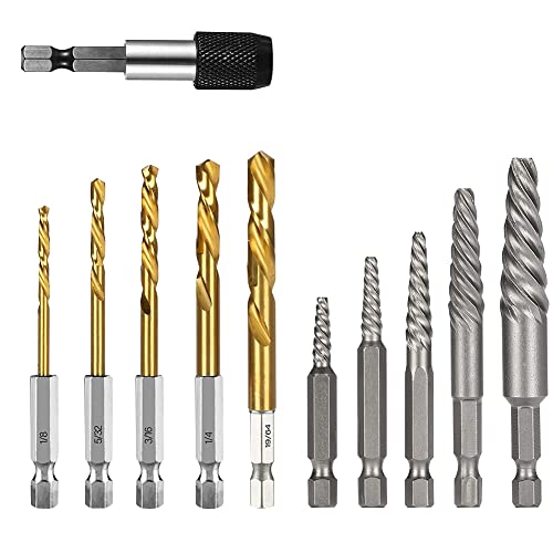 Histos 11-teiliges Schraubenausdreher-Set Easy Out Bolzenausdreher-Set zum Entfernen von gebrochenen Schrauben von Histos