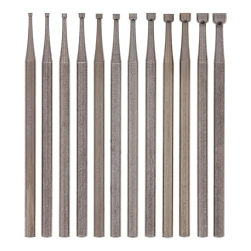 Histos 12-teiliges rundes Frässtift-Set, 3/32-Zoll-Schaft, Draht-Rounder-Bits, Schmuckschnitz-Bits (0,8–3,0 mm) von Histos