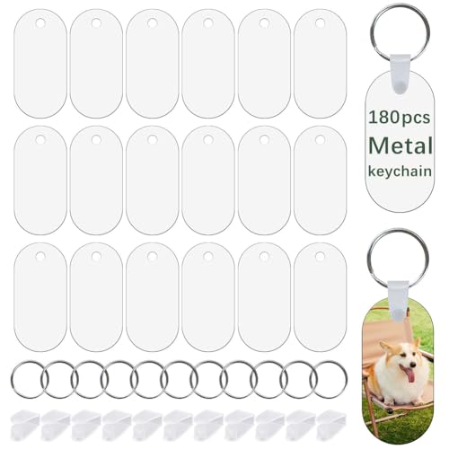 Histos 180 Stück Metall-Sublimations-Schlüsselanhänger-Rohlinge, doppelseitig, Sublimationsrohlinge, Schlüsselanhänger, Wärmeübertragung, Schlüsselbund, Rohlinge von Histos