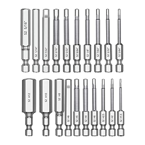 Histos 20-teiliges Sechskant-Schraubendreher-Bit-Set, 5,8 cm lang, 0,6 cm Durchmesser, Schnellwechselschaft, magnetisches Schraubendreher-Bit-Set von Histos