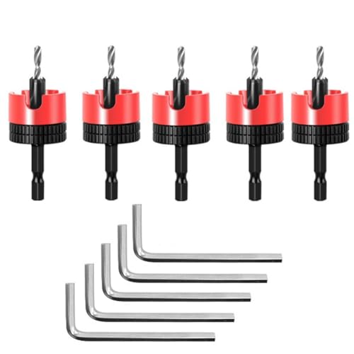 Histos 5 Stück Senkkopfbohrer mit 8 mm Schaft, Holzbearbeitungsfräser, Kernbegrenzer, Bohrer, Lochöffner, Fräser von Histos