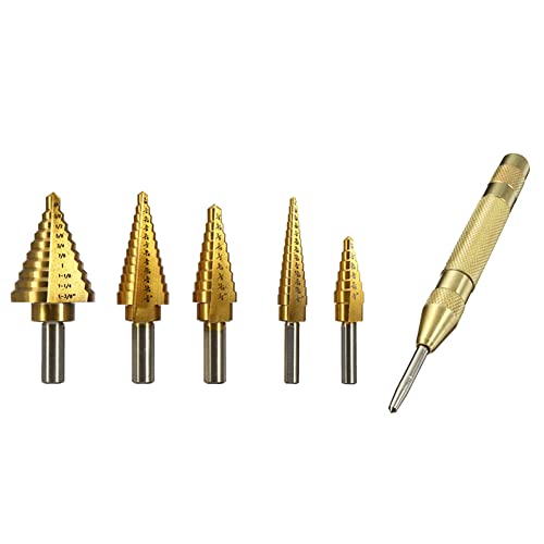 Histos 6 x HSS-Stufenbohrer mit gerader Nut, 6 mm, multifunktional, abgestuft, gerade, Nutenbohrer, Titanbeschichtetes Holz, Metall, Lochschneider, Kernbohrwerkzeug-Set von Histos