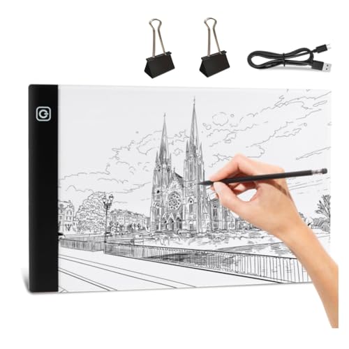 Histos A4 LED Leuchtbrett, 3 Stufen Dimmbare Helligkeit, USB Power Crafts Leuchttisch zum Nachzeichnen, Licht Zeichnen Skizzenblock von Histos