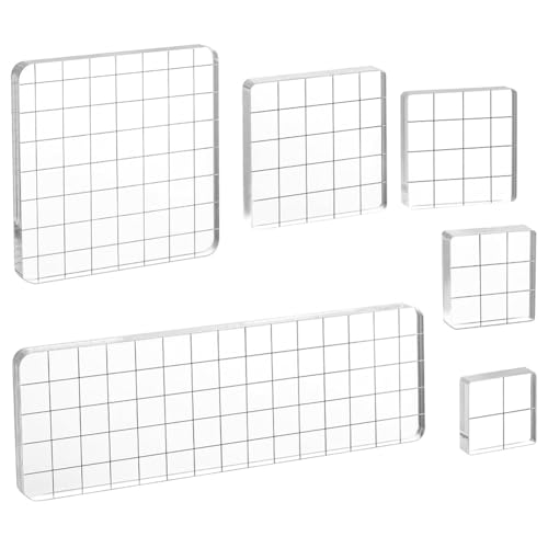 Histos Acryl-Stempelblock, transparentes Stempelkissen mit Rasterlinie, Dekoration, Stempel-Plattform, Stempelwerkzeug-Set für Kartenherstellung von Histos