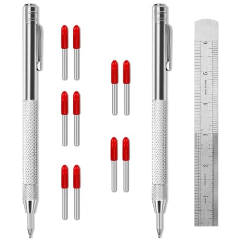 Histos Anreißwerkzeug mit Wolframkarbidspitze, Anreißwerkzeug, Anreißwerkzeug, Markierungswerkzeug, Gravierstift mit Clip mit Magnet, Premium-Gravurstift, 2 Stück von Histos