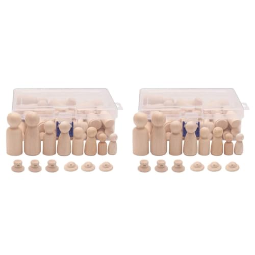 Histos Hölzerne Peg Dolls, 112PCS Unvollendete Dekorative DIY Angel Tiny Doll Bodies Gemalte Natürliche Menschen mit Hüten von Histos