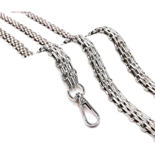 Histos Iron breite Geldbörsenriemen, Kette, Crossbody-Ersatzriemen für Handtaschen, 120 cm, Silber von Histos