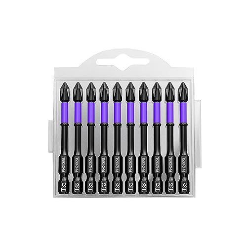 Histos PH2 Magnetische Chargenkreuz-Schraubendreher, Schlagbohrer-Bit, Schraube, 65 mm, rutschfest, Elektrowerkzeuge, einfache Installation von Histos