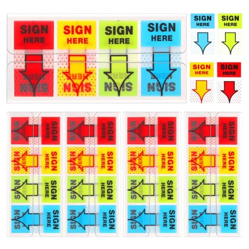 Histos Schild-Here-Aufkleber, Aufkleber, selbstklebende , hier, Flaggen für Zuhause, Büro, Schule, 4 Farben, 500 Stück von Histos