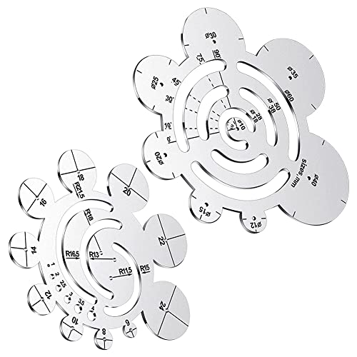 Histos Set mit 2 runden Lederschneidewerkzeugen, Metall-Eckenschneidelineal, Kreislineal, Lederstanzer, Lederschablonen von Histos