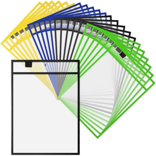 Histos Wiederverwendbare Notizhalter, trocken abwischbar, Kunststoff, trocken abwischbar, für Lehrer, Büro, Organisation, 28 Stück von Histos