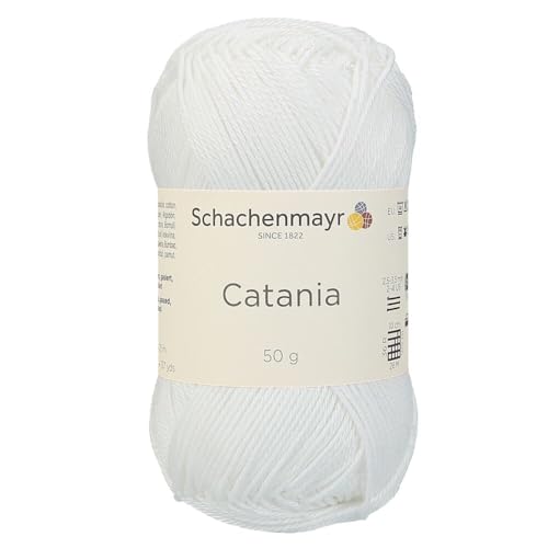 1 Knäuel / Packung Schachenmayr (SMC) Catania Originals Garn, je Knäuel 50 g, 100 % merzerisierte Baumwolle zum Stricken und Häkeln, Sportgewicht, 106 - Weiß von Hiveroots