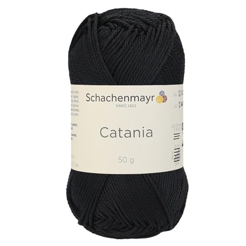 1 Knäuel / Packung Schachenmayr (SMC) Catania Originals Garn, je Knäuel 50 g, 100 % merzerisierte Baumwolle zum Stricken und Häkeln, Sportgewicht, 110 - Schwarz von Hiveroots