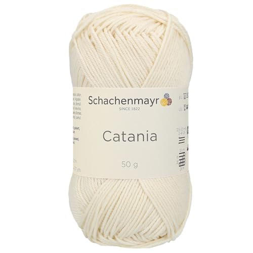 1 Knäuel / Packung Schachenmayr (SMC) Catania Originals Garn, je Knäuel 50 g, 100 % merzerisierte Baumwolle zum Stricken und Häkeln, Sportgewicht, 130 - Creme von Hiveroots