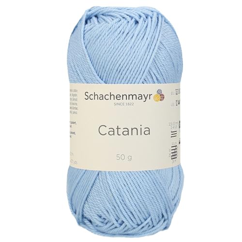 1 Knäuel / Packung Schachenmayr (SMC) Catania Originals Garn, je Knäuel 50 g, 100 % merzerisierte Baumwolle zum Stricken und Häkeln, Sportgewicht, 173 - Hellblau von Hiveroots