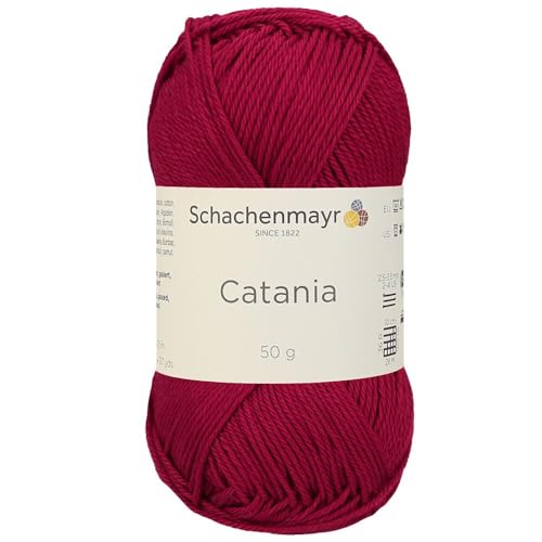 1 Knäuel / Packung Schachenmayr (SMC) Catania Originals Garn, je Knäuel 50 g, 100 % merzerisierte Baumwolle zum Stricken und Häkeln, Sportgewicht, 192 - Weinrot von Hiveroots