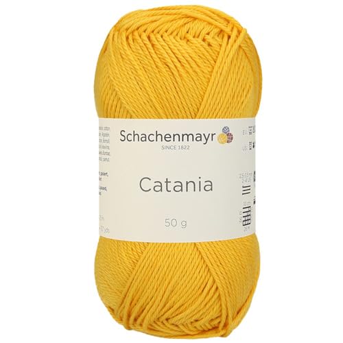 1 Knäuel / Packung Schachenmayr (SMC) Catania Originals Garn, je Knäuel 50 g, 100 % merzerisierte Baumwolle zum Stricken und Häkeln, Sportgewicht, 208 - Sun von Hiveroots