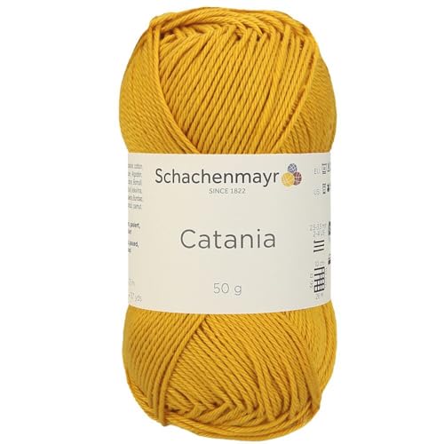 1 Knäuel / Packung Schachenmayr (SMC) Catania Originals Garn, je Knäuel 50 g, 100 % merzerisierte Baumwolle zum Stricken und Häkeln, Sportgewicht, 249 - Gold von Hiveroots