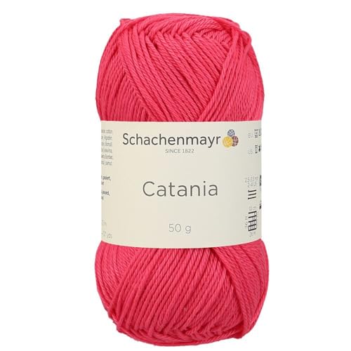 1 Knäuel / Packung Schachenmayr (SMC) Catania Originals Garn, je Knäuel 50 g, 100 % merzerisierte Baumwolle zum Stricken und Häkeln, Sportgewicht, 256 - Himbeere von Hiveroots