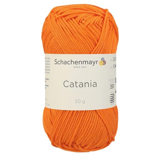 1 Knäuel / Packung Schachenmayr (SMC) Catania Originals Garn, je Knäuel 50 g, 100 % merzerisierte Baumwolle zum Stricken und Häkeln, Sportgewicht, 281 - Orange von Hiveroots