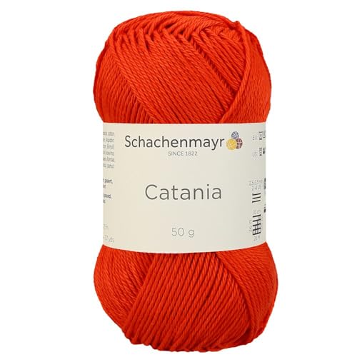 1 Knäuel / Packung Schachenmayr (SMC) Catania Originals Garn, je Knäuel 50 g, 100 % merzerisierte Baumwolle zum Stricken und Häkeln, Sportgewicht, 390 - Tomate von Hiveroots