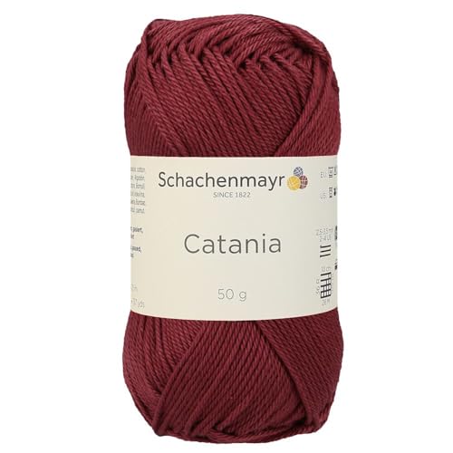 1 Knäuel / Packung Schachenmayr (SMC) Catania Originals Garn, je Knäuel 50 g, 100 % merzerisierte Baumwolle zum Stricken und Häkeln, Sportgewicht, 425 - Burgunderrot von Hiveroots