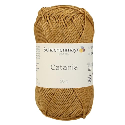 1 Knäuel / Packung Schachenmayr (SMC) Catania Originals Garn, je Knäuel 50 g, 100 % merzerisierte Baumwolle zum Stricken und Häkeln, Sportgewicht, 431 - Curry von Hiveroots