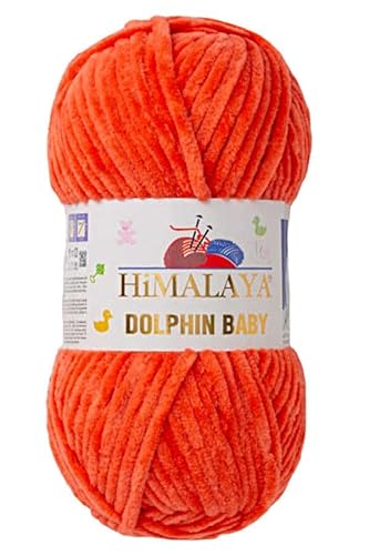 Himalaya Dolphin Baby Chenille-Garn, je Knäuel 100 g, 120 m, 100 % Polyester, super sperrige Babydecke, Samt-Amigurumi-Garn, 80312 - Korallenrose, 1 Knäuel von Hiveroots