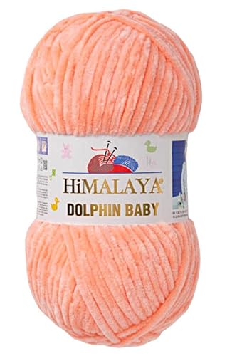 Himalaya Dolphin Baby Chenille-Garn, je Knäuel 100 g, 120 m, 100 % Polyester, super sperrige Babydecke, Samt-Amigurumi-Garn, 80323 - Lachs von Hiveroots