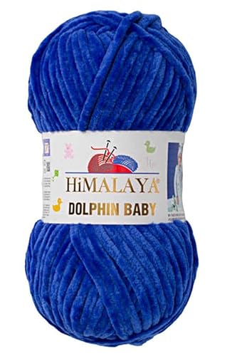 Himalaya Dolphin Baby Chenille-Garn, je Knäuel 100 g, 120 m, 100 % Polyester, super sperrige Babydecke, Samt-Amigurumi-Garn, 80329, Saxe Blue, 1 Knäuel von Hiveroots