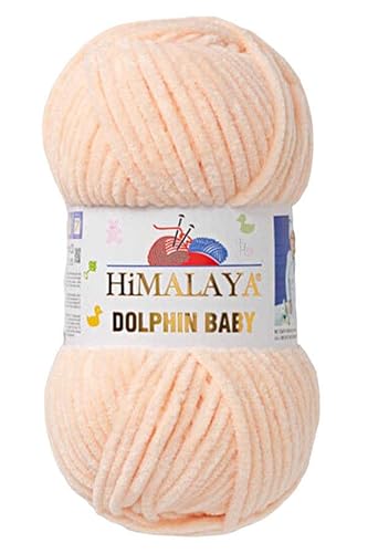 Himalaya Dolphin Baby Chenille-Garn, je Knäuel 100 g, 120 m, 100 % Polyester, super sperrige Babydecke, Samt-Amigurumi-Garn, 80333 - Helllachs von Hiveroots