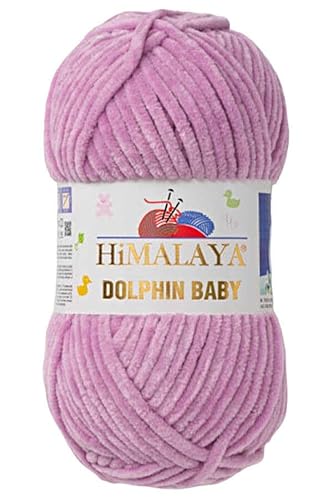 Himalaya Dolphin Baby Chenille-Garn, je Knäuel 100 g, 120 m, 100 % Polyester, super sperrige Babydecke, Samt-Amigurumi-Garn, 80334, Violett von Hiveroots