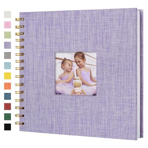 Hiwhy Scrapbook Fotoalben Leineneinband 20,5x20,5 cm 40 Seiten Hardcover Kraft Weiß Seiten Erinnerung Scrapbooking Buch für Hochzeit Reise Baby Dusche Gästebuch, Violett von Hiwhy