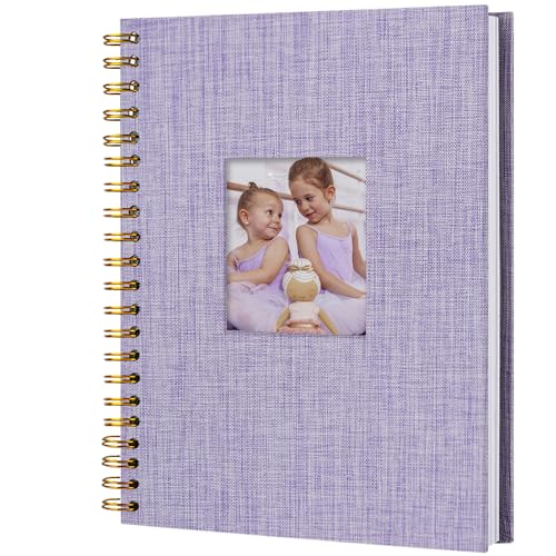 Hiwhy Scrapbook Fotoalben Leineneinband 28x20,5 cm 40 Seiten Hardcover Kraft Weiß Seiten Erinnerung Scrapbooking Buch für Hochzeit Reise Baby Dusche Gästebuch, Violett von Hiwhy