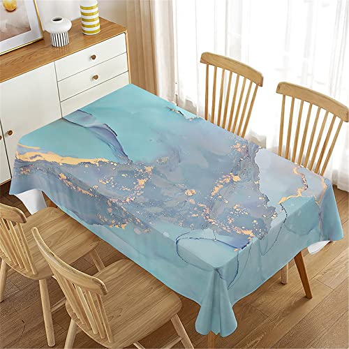 Hixingo 3D Marmor Tischdecken Abwaschbar Tischdecke Tischwäsche Wasserabweisend wasserdichte Rechteckige Tischtuch Küchentischdecke für Party Garten Küche (140x220cm,Blauer Ozean) von Hixingo