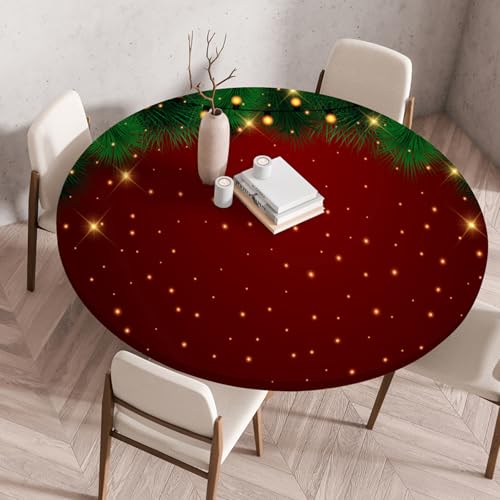 Hixingo 3D Weihnachten Tischdecke mit Elastik, Wasserdicht Gartentischdecke Antifouling Tischdecken Polyester Tischtuch Tisch Schutz für Küche Garten (110CM,Christmas 10) von Hixingo