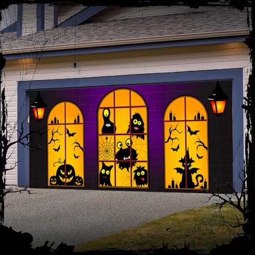 Hixingo Garagentor Banner, Tür Banner Halloween Banner Poster Party Banner Hintergrund Türdeko Haustür Halloween Outdoor Deko für Dekoration Veranda (Violett,150x70cm) von Hixingo