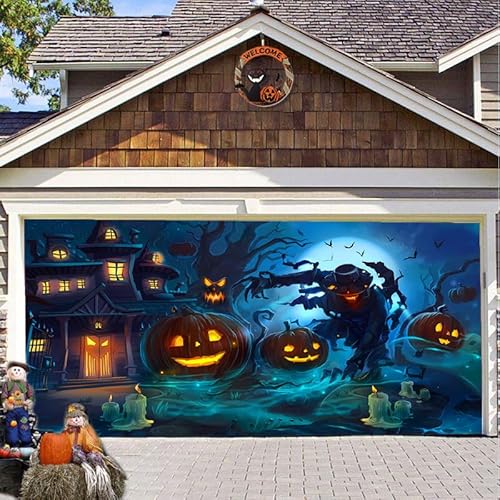 Hixingo Garagentor Banner, Tür Banner Happy Halloween Banner Poster Party Banner Hintergrund Türdeko Haustür Halloween Outdoor Deko für Dekoration Veranda Wand (Gruselig,200x150cm) von Hixingo