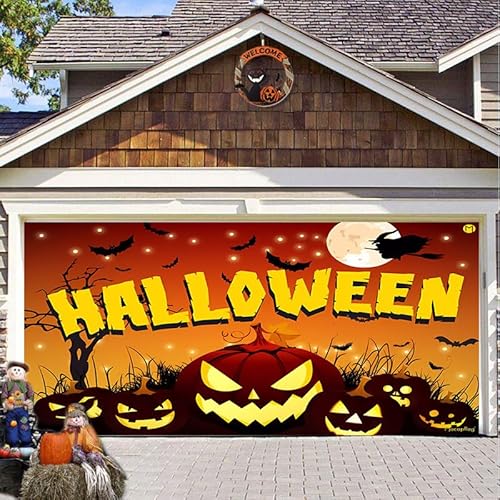 Hixingo Garagentor Banner, Tür Banner Happy Halloween Banner Poster Party Banner Hintergrund Türdeko Haustür Halloween Outdoor Deko für Dekoration Veranda Wand (Halloween,200x150cm) von Hixingo