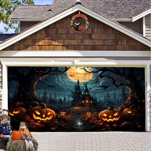 Hixingo Garagentor Banner, Tür Banner Happy Halloween Banner Poster Party Banner Hintergrund Türdeko Haustür Halloween Outdoor Deko für Dekoration Veranda Wand (Horror,200x150cm) von Hixingo