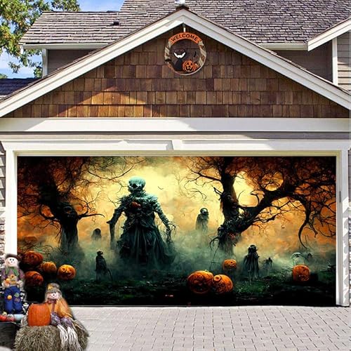 Hixingo Garagentor Banner, Tür Banner Happy Halloween Banner Poster Party Banner Hintergrund Türdeko Haustür Halloween Outdoor Deko für Dekoration Veranda Wand (Zombie,200x150cm) von Hixingo