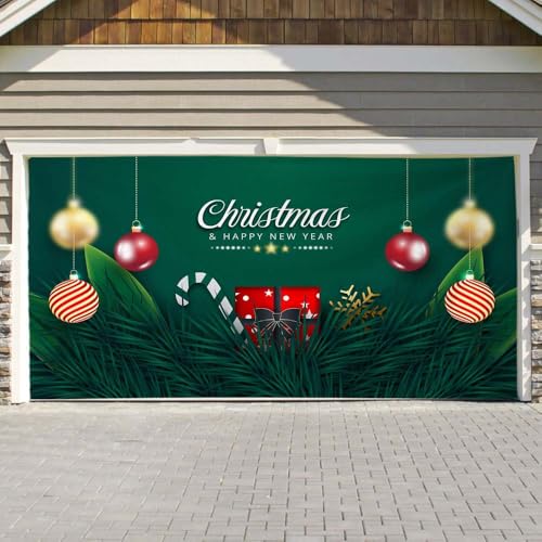 Hixingo Garagentor Banner, Tür Banner Happy Weihnachten Banner Poster Party Banner Hintergrund Türdeko Haustür Weihnachten Outdoor Deko für Dekoration, Veranda, Wand (Grün,200x150cm) von Hixingo