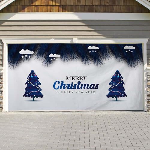 Hixingo Garagentor Banner, Tür Banner Happy Weihnachten Banner Poster Party Banner Hintergrund Türdeko Haustür Weihnachten Outdoor Deko für Dekoration, Veranda, Wand (Grün,240x210cm) von Hixingo