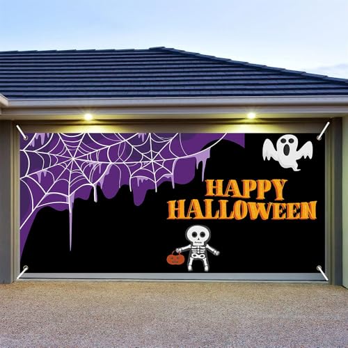 Hixingo Garagentor Banner Tür Banner, Halloween Banner Poster Party Banner Hintergrund Türdeko Haustür Halloween Outdoor Deko für Veranda Wand (Skelett Mann,200x150cm) von Hixingo