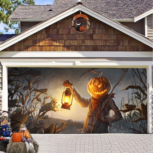 Hixingo Garagentor Banner Tür Banner, Halloween Menschliches Skelett Banner Poster Party Banner Hintergrund Türdeko Haustür Halloween Outdoor Deko für Veranda/Wand (200x150cm,Gelb) von Hixingo