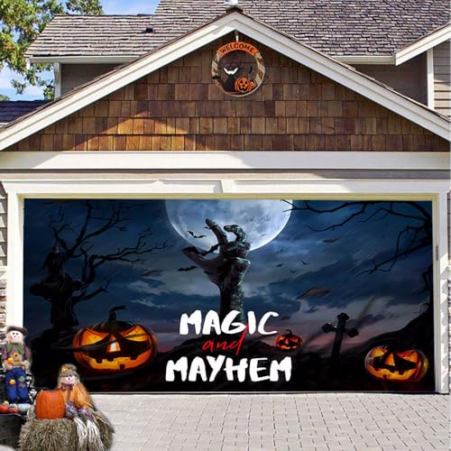 Hixingo Garagentor Banner Tür Banner, Happy Halloween Kürbis Banner Poster Party Banner Hintergrund Türdeko Haustür Halloween Outdoor Deko für Veranda Wand (Schreckliche Hände,200x150cm) von Hixingo