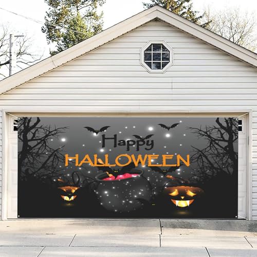 Hixingo Halloween Garagentor Banner Tür Banner, Banner Poster Party Banner Hintergrund Türdeko Haustür Halloween Outdoor Deko für Veranda Wand (Fledermaus,150x210cm) von Hixingo